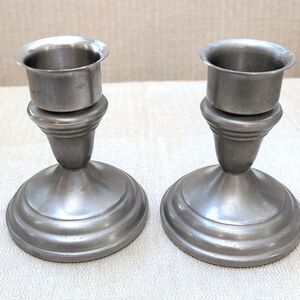 Vintage F. B. Rogers Weighted Pewterlite Candleholders with Candle Extenders